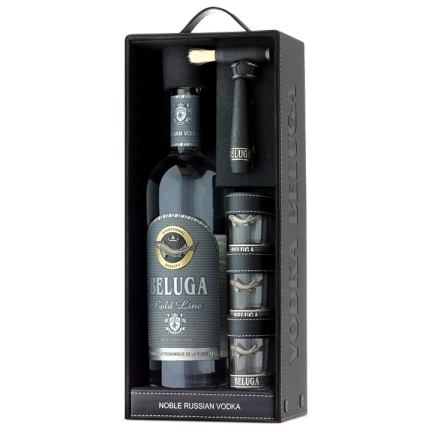 Rượu Vodka Beluga Gold Line  Hộp Ly